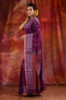 Purple Cotton soft  saree with woven design