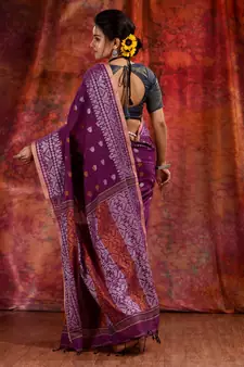 Purple Cotton soft  saree with woven design