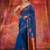 Blue Cotton handwoven soft saree with copper zari