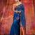 Blue Cotton handwoven soft saree with copper zari