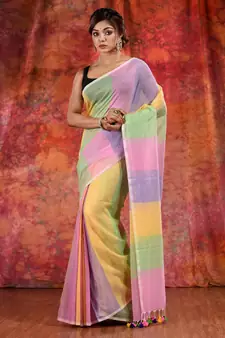 Multicolor Cotton handwoven soft saree
