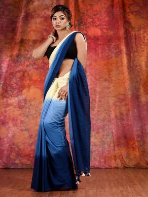 Multicolor Cotton soft handwoven saree with texture design 2