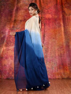 Multicolor Cotton soft handwoven saree with texture design 4