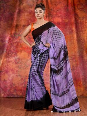 Violet Cotton soft handwoven tie dye saree 1