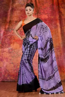 Violet Cotton soft handwoven tie dye saree