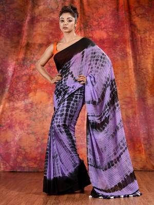 Violet Cotton soft handwoven tie dye saree 2