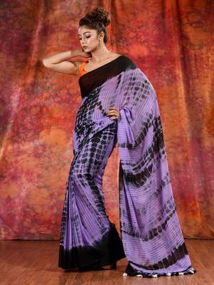 Violet Cotton soft handwoven tie dye saree 3