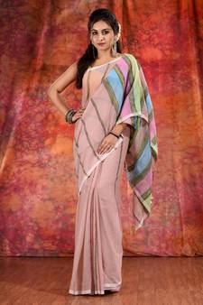 Cream Cotton Khesh soft handwoven saree