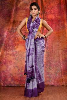 Violet Cotton soft handwoven tie dye saree