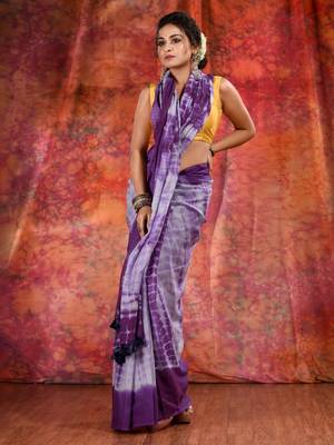 Violet Cotton soft handwoven tie dye saree 2