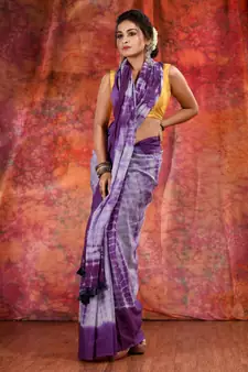 Violet Cotton soft handwoven tie dye saree