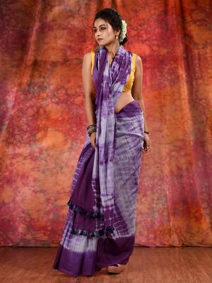 Violet Cotton soft handwoven tie dye saree 3