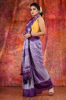 Violet Cotton soft handwoven tie dye saree
