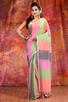 Multicolor Cotton handwoven soft saree