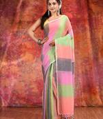 Multicolor Cotton handwoven soft saree