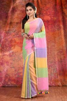 Multicolor Cotton handwoven soft saree