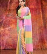 Multicolor Cotton handwoven soft saree