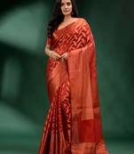 Red Organza handwoven soft saree