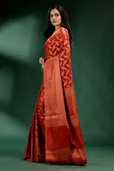 Red Organza handwoven soft saree