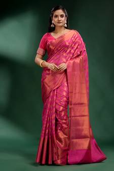 Pink Organza handwoven soft saree