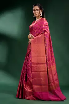 Pink Organza handwoven soft saree