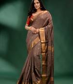 Brown Pure Silk handwoven soft saree