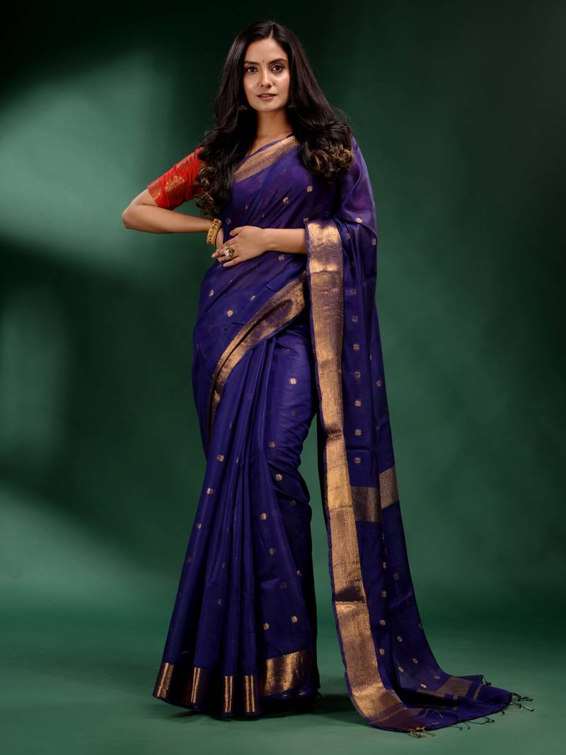 Blue Pure Silk handwoven soft saree
