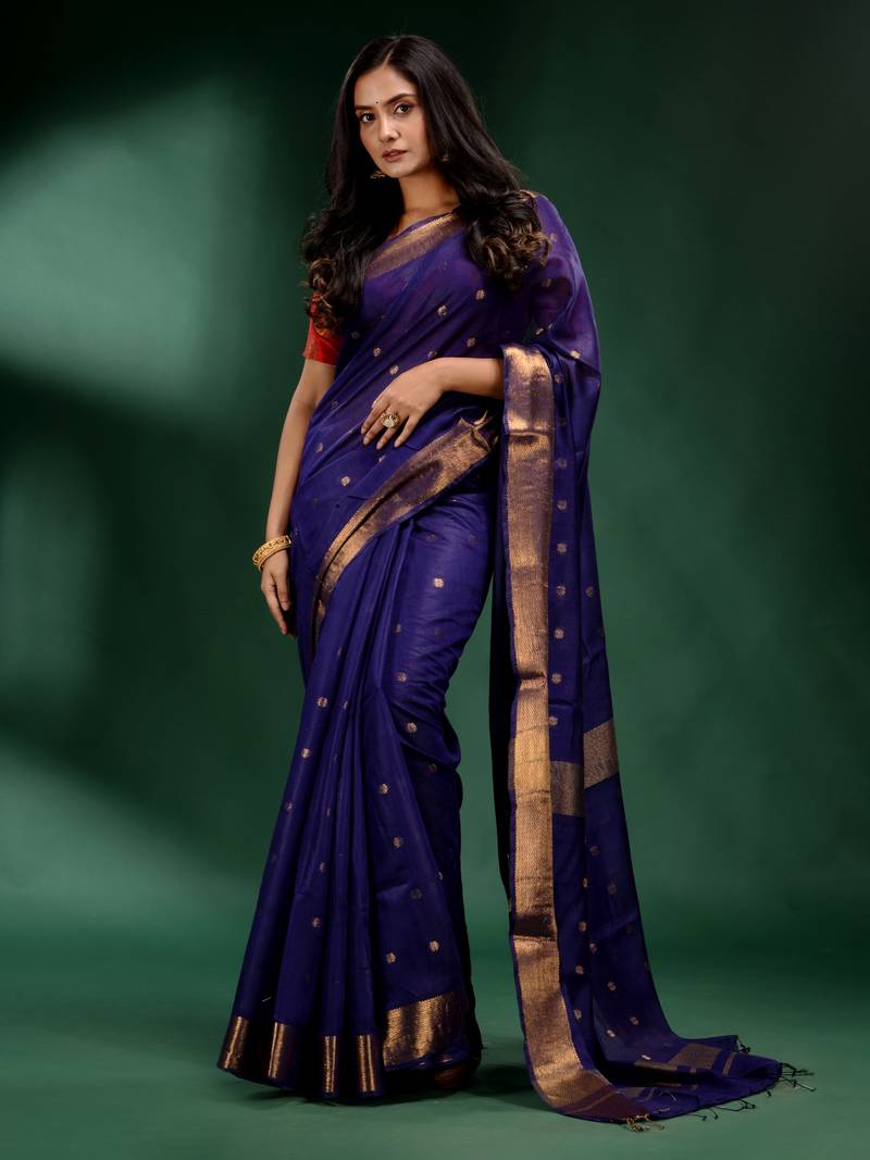 Blue Pure Silk handwoven soft saree