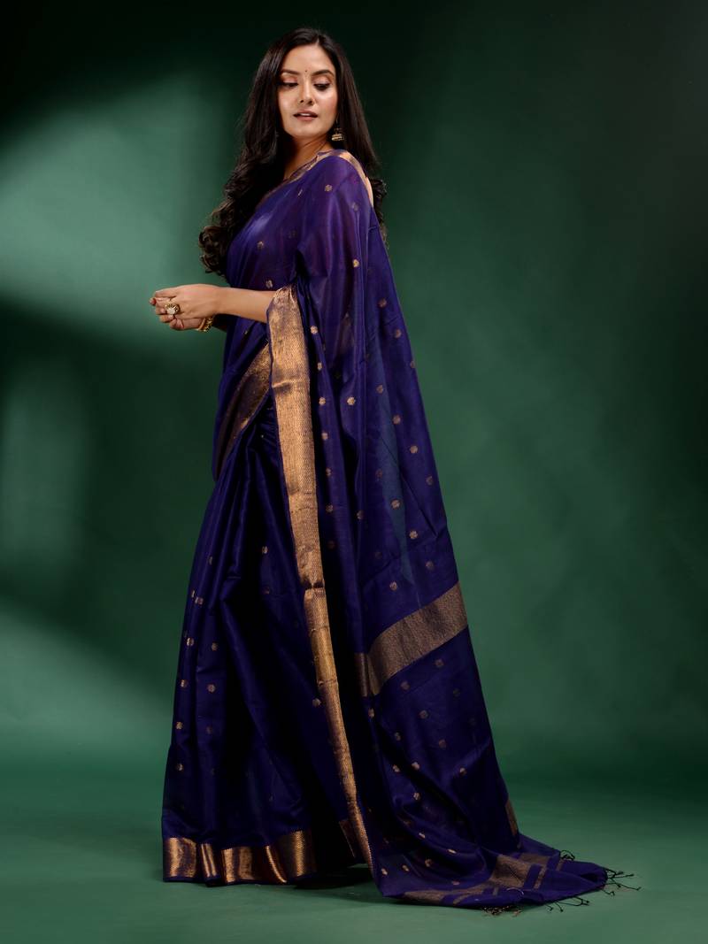 Blue Pure Silk handwoven soft saree