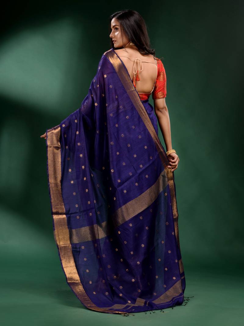 Blue Pure Silk handwoven soft saree