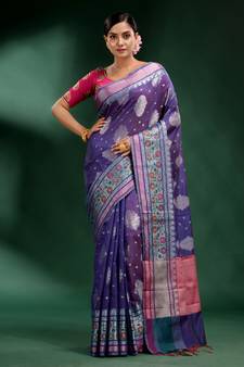 Violet Pure Silk handwoven soft saree