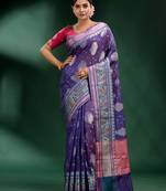 Violet Pure Silk handwoven soft saree