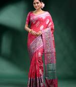 Pink Pure Silk handwoven soft saree