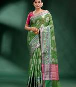 Green Pure Silk handwoven soft saree