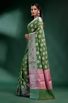 Green Pure Silk handwoven soft saree