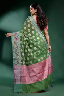 Green Pure Silk handwoven soft saree