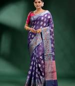 Violet Pure Silk handwoven soft saree