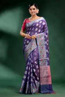 Violet Pure Silk handwoven soft saree