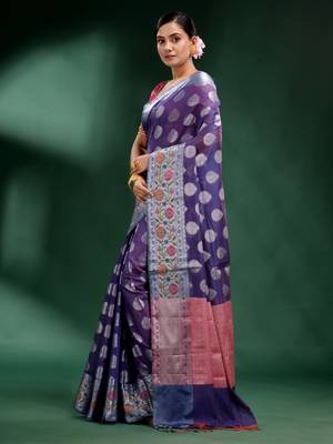 Violet Pure Silk handwoven soft saree 4