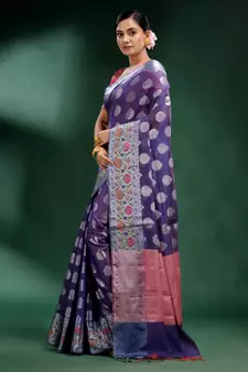Violet Pure Silk handwoven soft saree