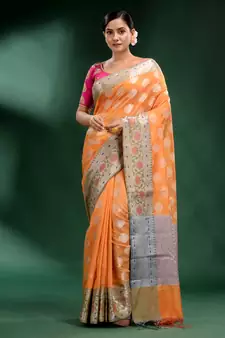 Light Peach Pure Silk handwoven soft saree