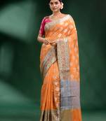 Light Peach Pure Silk handwoven soft saree
