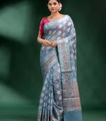 Sky Blue Pure Silk handwoven soft saree