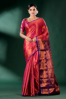 Red Pure Silk handwoven soft saree
