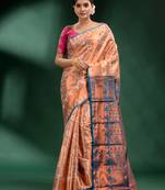 Cream Pure Silk handwoven soft saree
