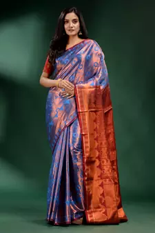 Blue Pure Silk handwoven soft saree