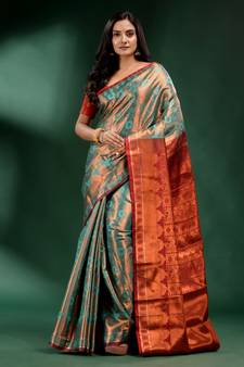 Green Pure Silk handwoven soft saree