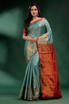 Green Pure Silk handwoven soft saree