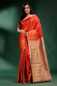 Red Pure Silk handwoven soft saree