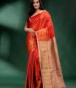 Red Pure Silk handwoven soft saree